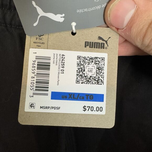 Puma‎ Pants Mens XL Black Classics Woven Casual Elastic Waist Pull On NWT - Picture 7 of 10